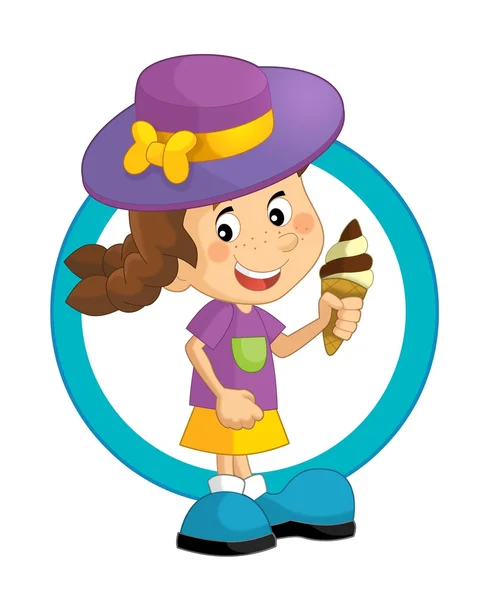 Cartoon girl with icecream — Stock Photo, Image