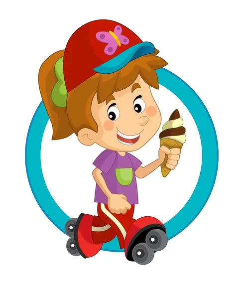 Cartoon girl with icecream — Stock Photo, Image