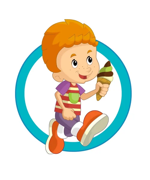 Chlapec jíst zmrzlinu — Stock fotografie