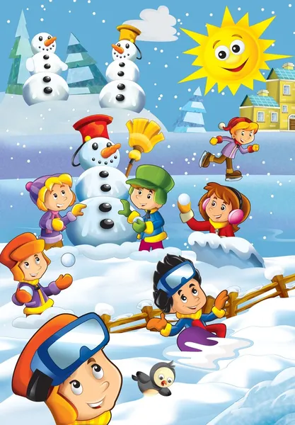 Winter fun kids — Stock Photo, Image