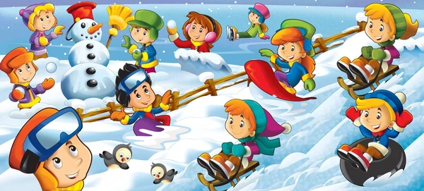 Inverno divertido crianças — Fotografia de Stock