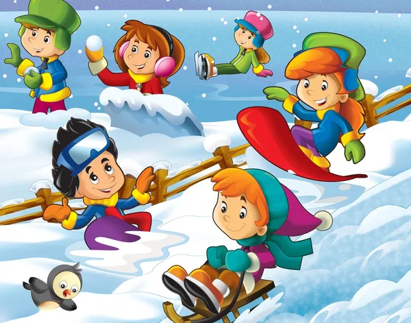 Winter fun kids — Stock Photo, Image