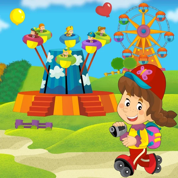 Illustration eines Kindes im Parkkarussell — Stockfoto
