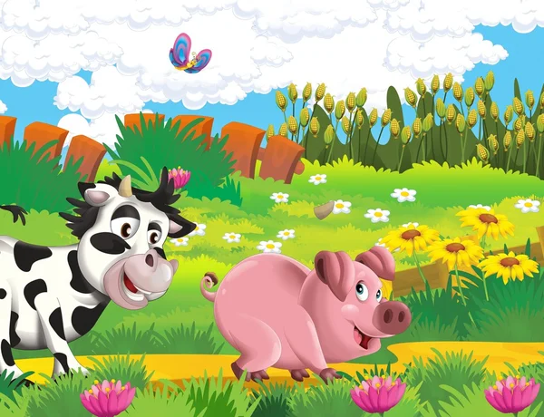 The life on the farm - illustration for the children — Stock Photo, Image