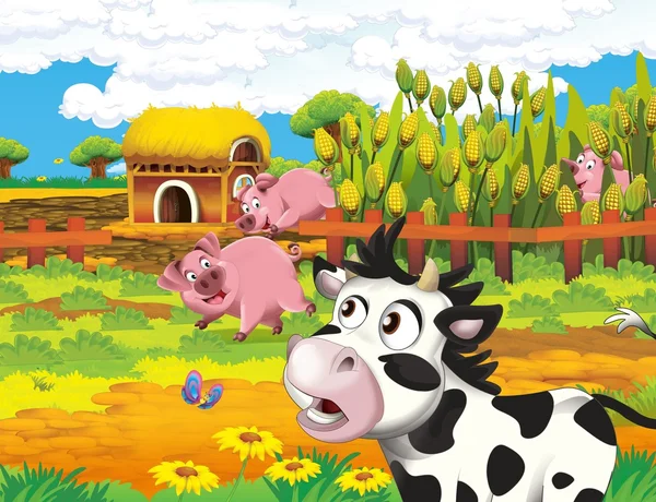 The life on the farm - illustration for the children — Stock Photo, Image