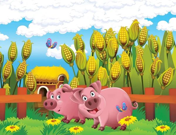 The life on the farm - illustration for the children — Stock Photo, Image