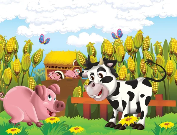 The life on the farm - illustration for the children — Stock Photo, Image