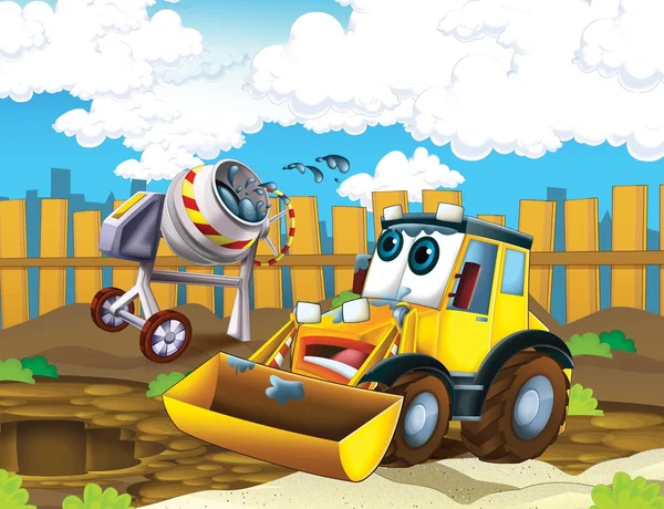 The cartoon digger - illustration for the children — Stock Photo, Image