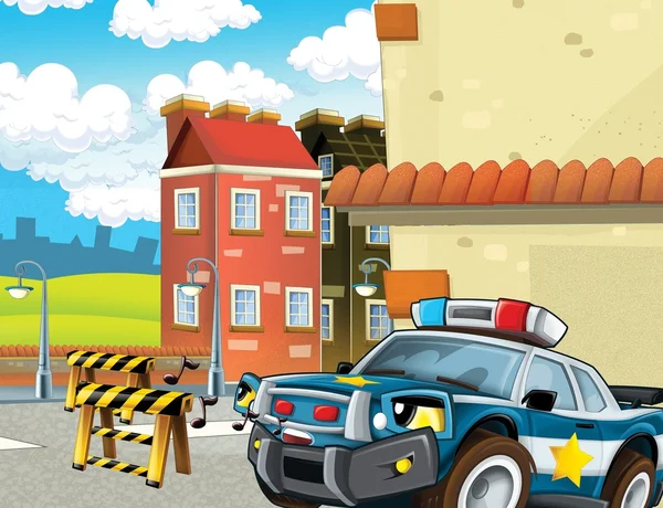 The police car officers - illustration for the children — Stock Photo, Image