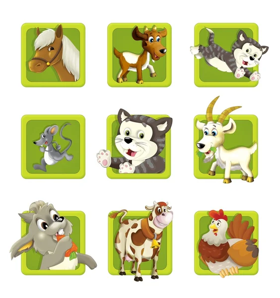 Farm. Set of 9 glossy square web icons. — Stock Photo, Image