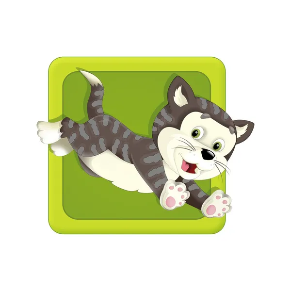 Roztomilý kočka šedá ikona — Stock fotografie