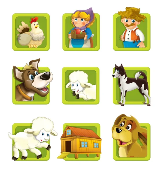 Farm. Set of 9 glossy square web icons. — Stock Photo, Image