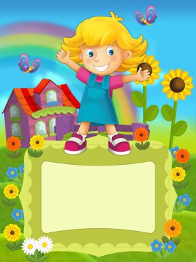 çocuklar için çizgi film etiketleri - gülen yüzler afiş - illüstrasyon