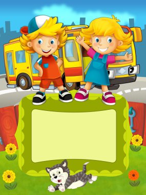 çocuklar için çizgi film etiketleri - gülen yüzler afiş - illüstrasyon