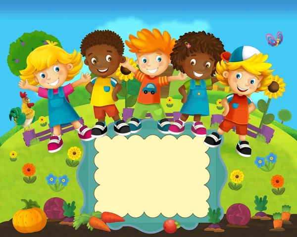 Die Cartoon-Etiketten - lächelnde Gesichter Banner - Illustration für die Kinder — Stockfoto