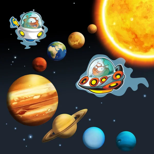 The cartoon - space battles - illustration for the children — Stock Photo, Image