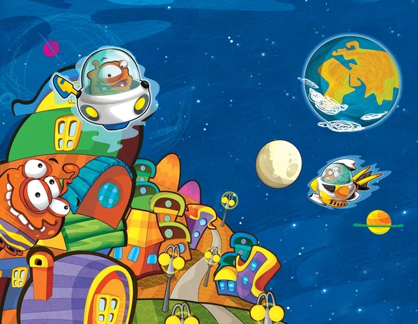 O desenho - Planeta humanoides - ilustração para as crianças — Fotografia de Stock