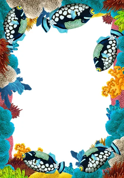 The coral reef - frame - border - illustration for the children — Stock Photo, Image