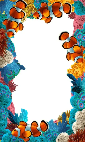 The coral reef - frame - border - illustration for the children — Stock Photo, Image