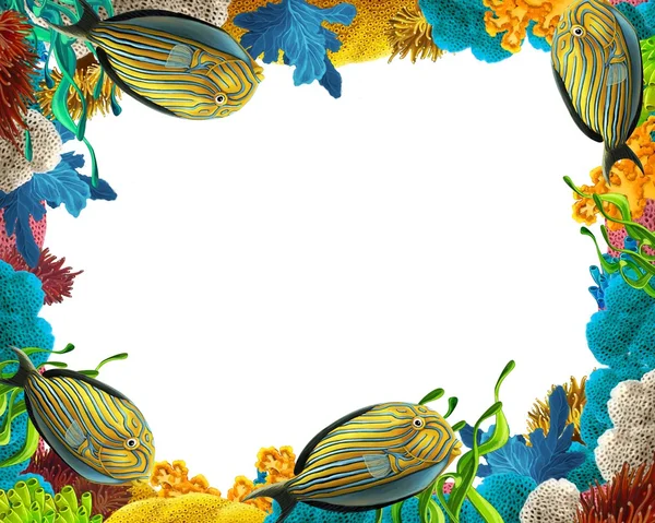 The coral reef - frame - border - illustration for the children — Stock Photo, Image