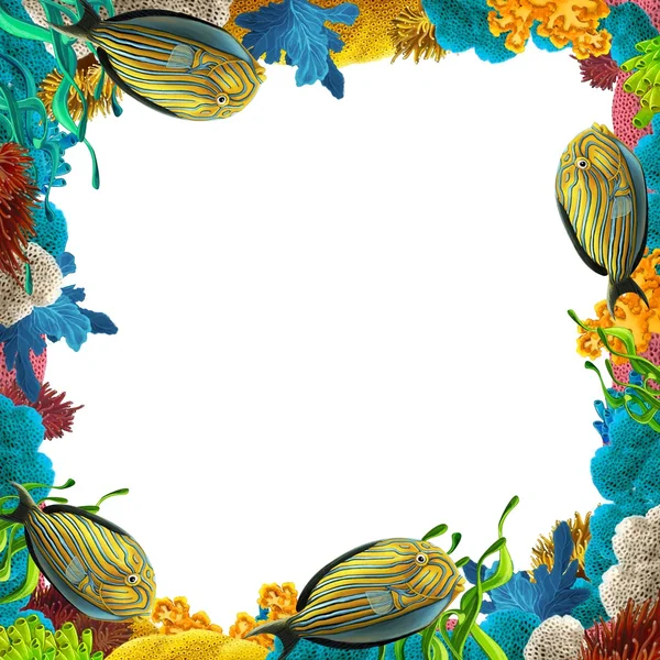 O recife de coral - moldura - fronteira - ilustração para as crianças — Fotografia de Stock