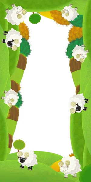 Счастливая пасхальная рама - рамка для фермы - иллюстрация для детей — стоковое фото