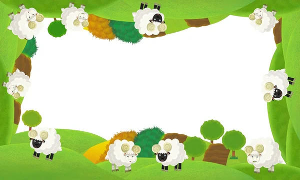 Счастливая пасхальная рама - рамка для фермы - иллюстрация для детей — стоковое фото