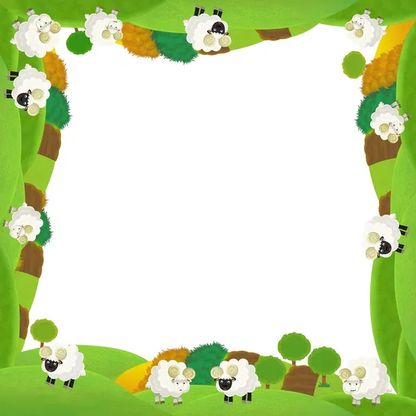 The happy easter frame - farm frame - illustration for the children