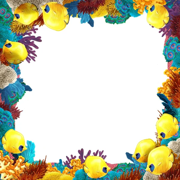 O recife de coral - moldura - fronteira - ilustração para as crianças — Fotografia de Stock