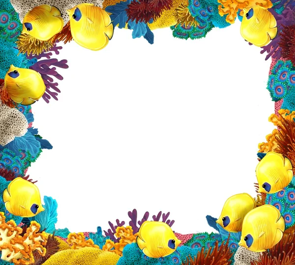 The coral reef - frame - border - illustration for the children — Stock Photo, Image