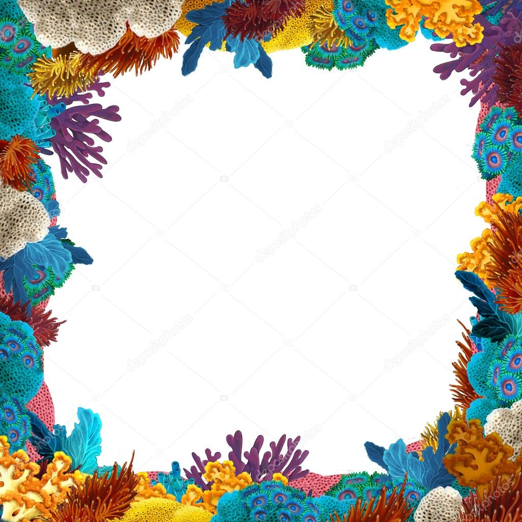 The coral reef - frame - border - illustration for the children