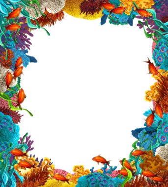 The coral reef - frame - illustration for the children clipart