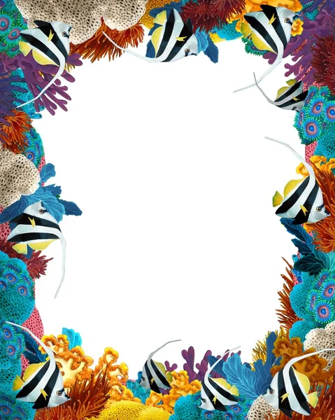 The coral reef - frame - border - illustration for the children — Stock Photo, Image