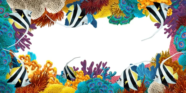 The coral reef - frame - border - illustration for the children — Stock Photo, Image