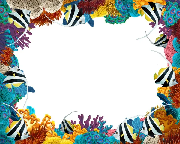 サンゴ礁 - フレーム - 国境 - 子供のための図 — ストック写真