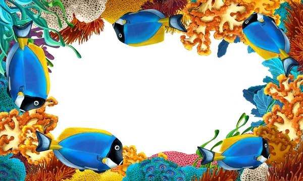 Korálový útes - rám - ilustrace pro děti — Stock fotografie