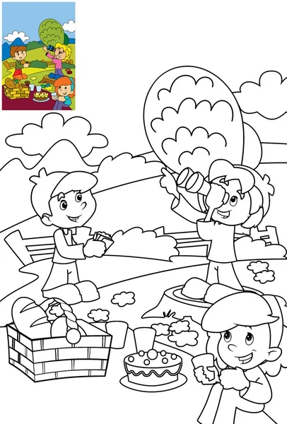 Enfants dans le parc Coloriage — Photo