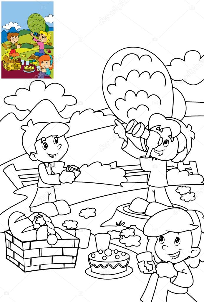 Children in park Coloring page