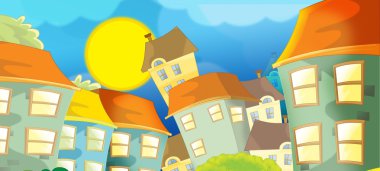 Cartoon city bakmak - çizim çocuklar için