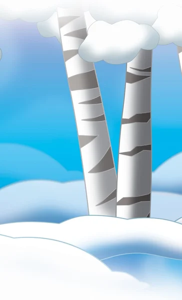 Vinterlandskap med vita snöflingor — Stockfoto