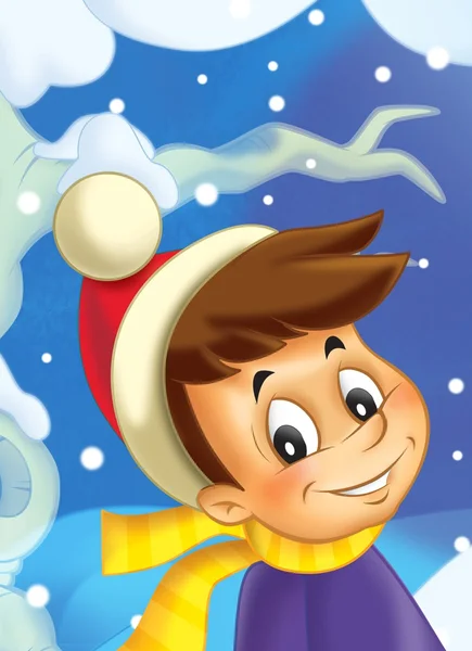 O szczęśliwy sceny - dziecko w zimie - zabawy na śniegu — Zdjęcie stockowe
