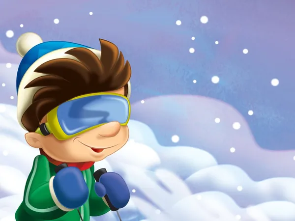 山 - レジャー - 自由な時間で楽しんでスキーで子供 — ストック写真