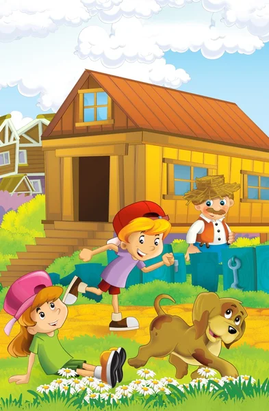 Діти біля будинку ілюстрація для дітей — стокове фото