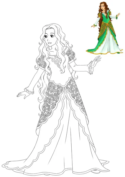 The coloring book with preview - Cartoon princess — Stock Photo, Image