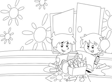 Resim-1 çocuk - eğitim - illüstrasyon iskambil sınıf dersleri