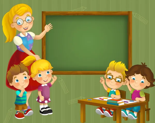 The coloring page - the classroom - illustration for the children — Stock Photo, Image