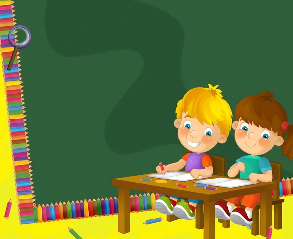 The coloring page - the classroom - illustration for the children — Stock Photo, Image