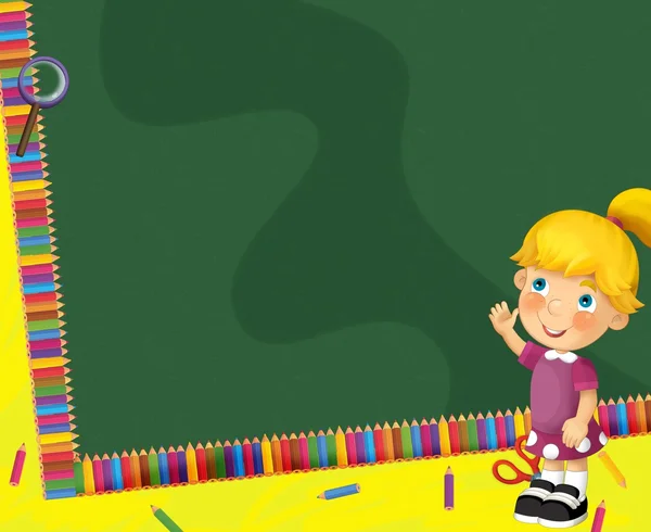 Zbarvení stránky - učebna - ilustrace pro děti — Stock fotografie