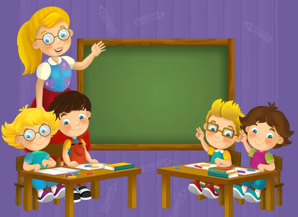 The coloring page - the classroom - illustration for the children — Stock Photo, Image