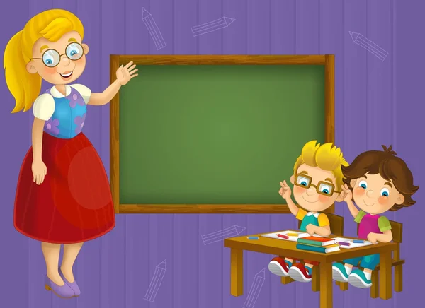 The coloring page - the classroom - illustration for the children — Stock Photo, Image